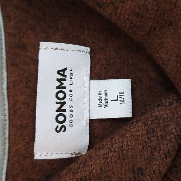 SONOMA BRAND BOYS BROWN "SHAWL NECK" SWEATER FLEECE SIZE LARGE 14/16 - Picture 5 of 13
